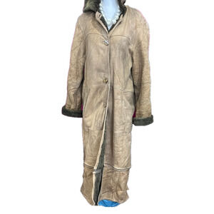 Robrik Shearling Vintage Tan Full Length Leather Coat - Made in Italy